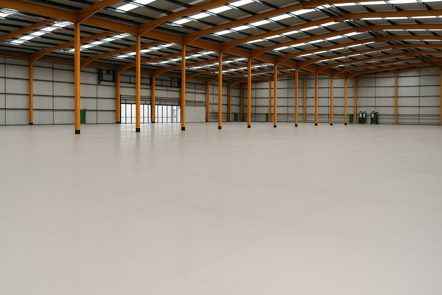 Warehouse concrete polishing with reflection